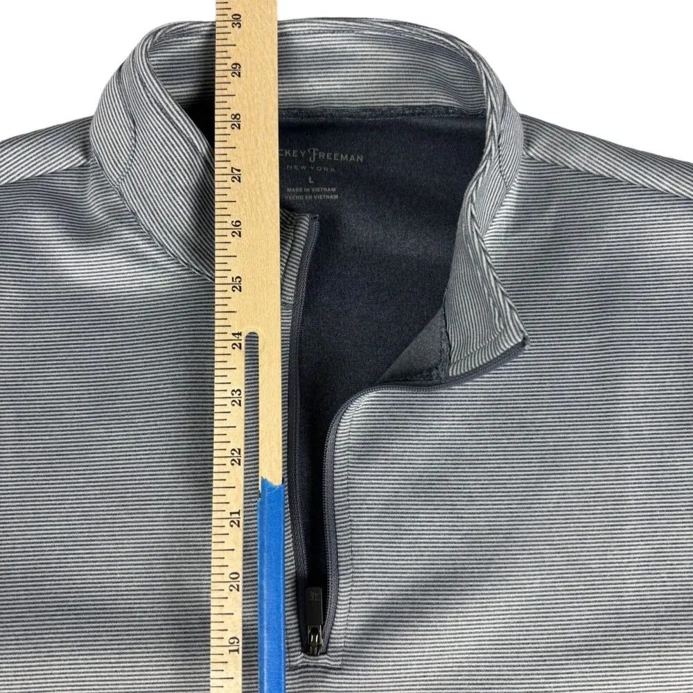 Hickey Freeman Pullover Men's Large Gray Long Sleeve 1/4 Zip Jacket Striped Golf